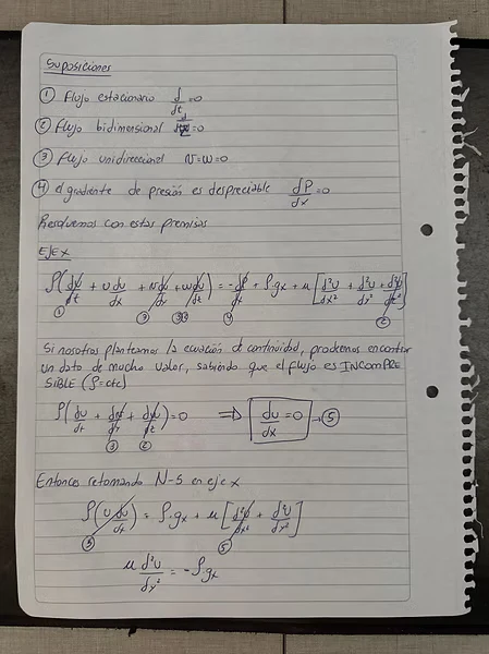 Hoja 2 de Parcial resuelto de Ecuaciones de Navier-Stokes